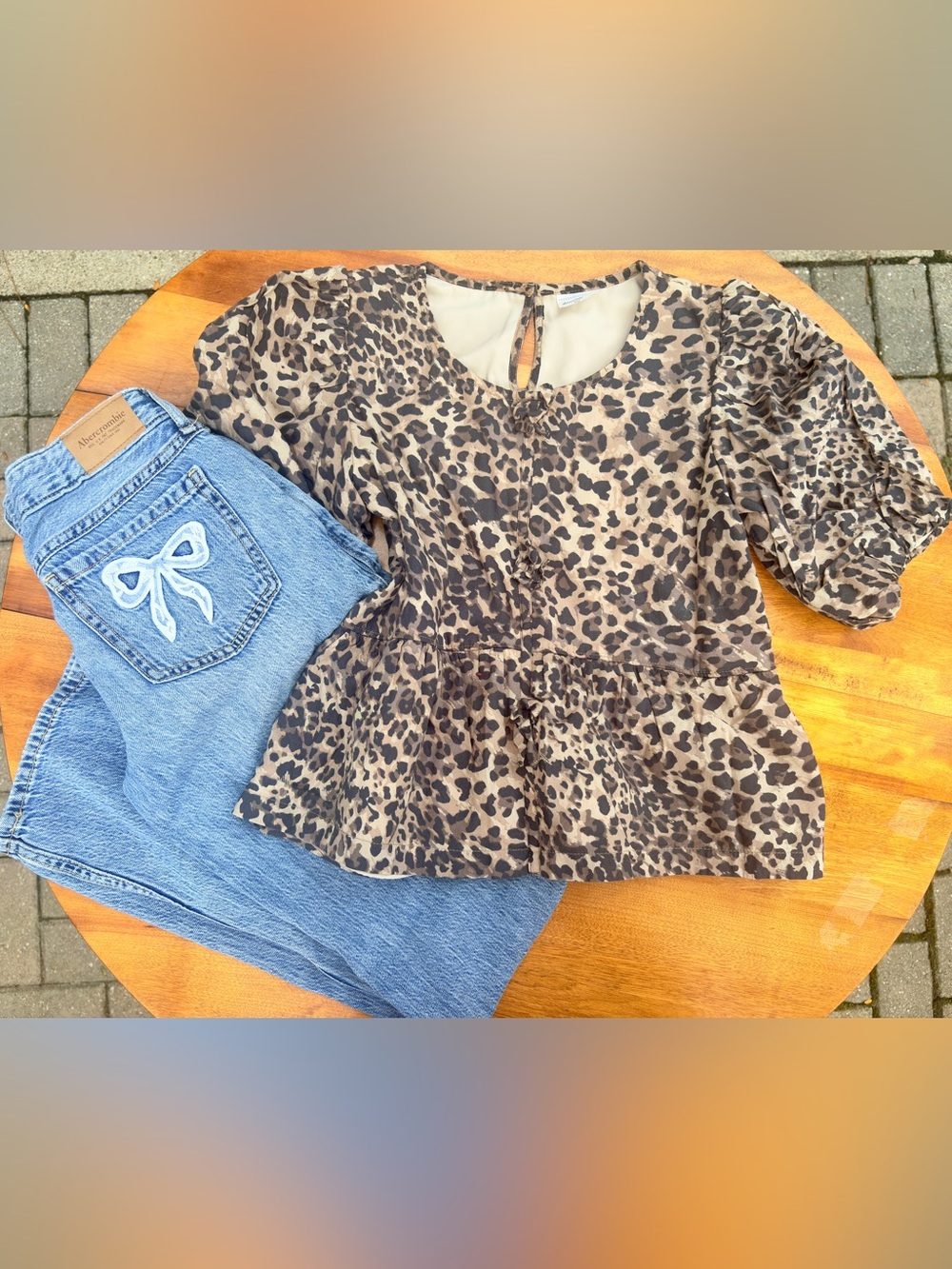 Girls’ Abercrombie Kids Outfit Bow Jeans Animal Print Top Sz 11 12